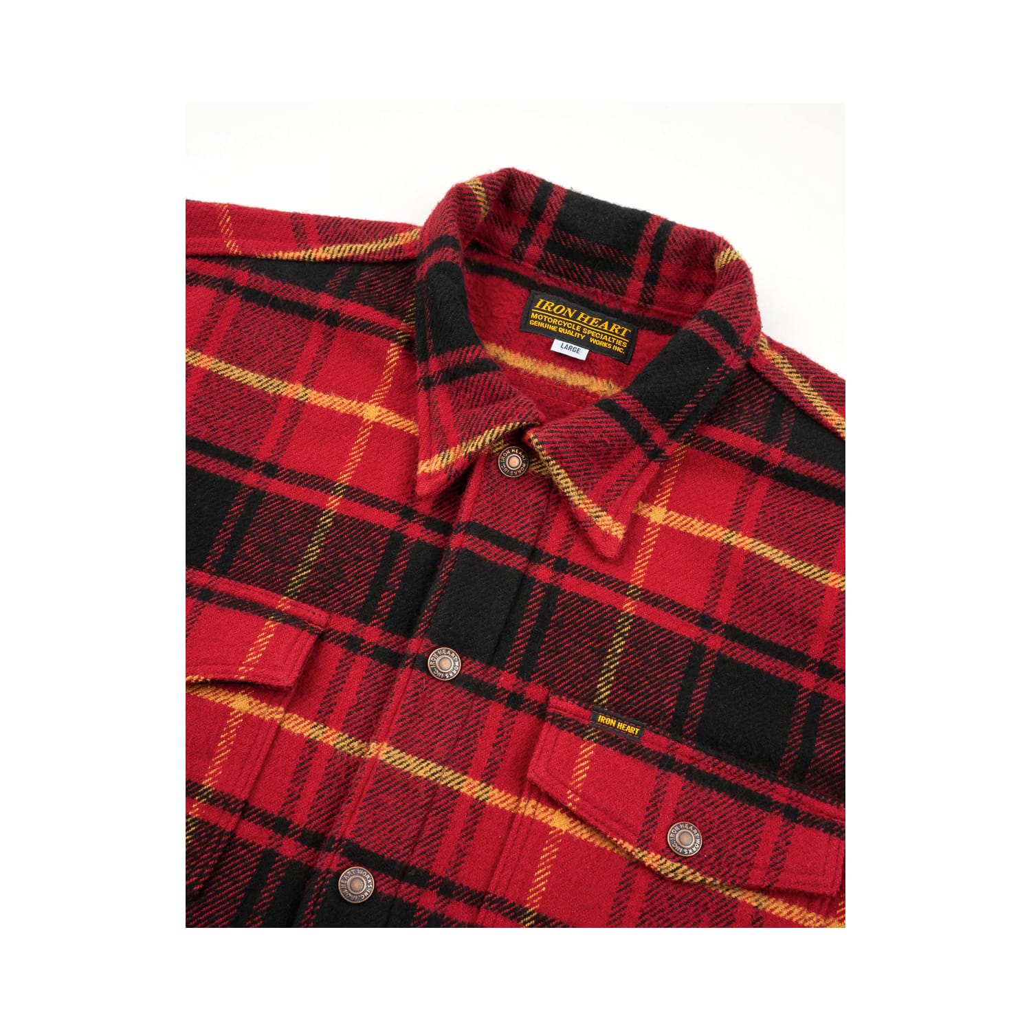 FALL 2025 Iron Heart IHSH-433-RED Heavy Flannel Rider's Overshirt Red