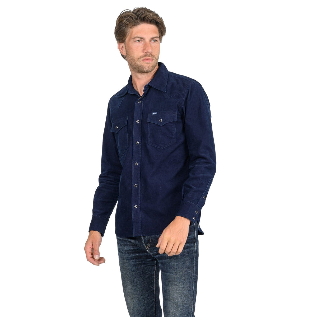 Iron Heart IHSH-438-IND 7.5oz Selvedge Corduroy Western Shirt Indigo