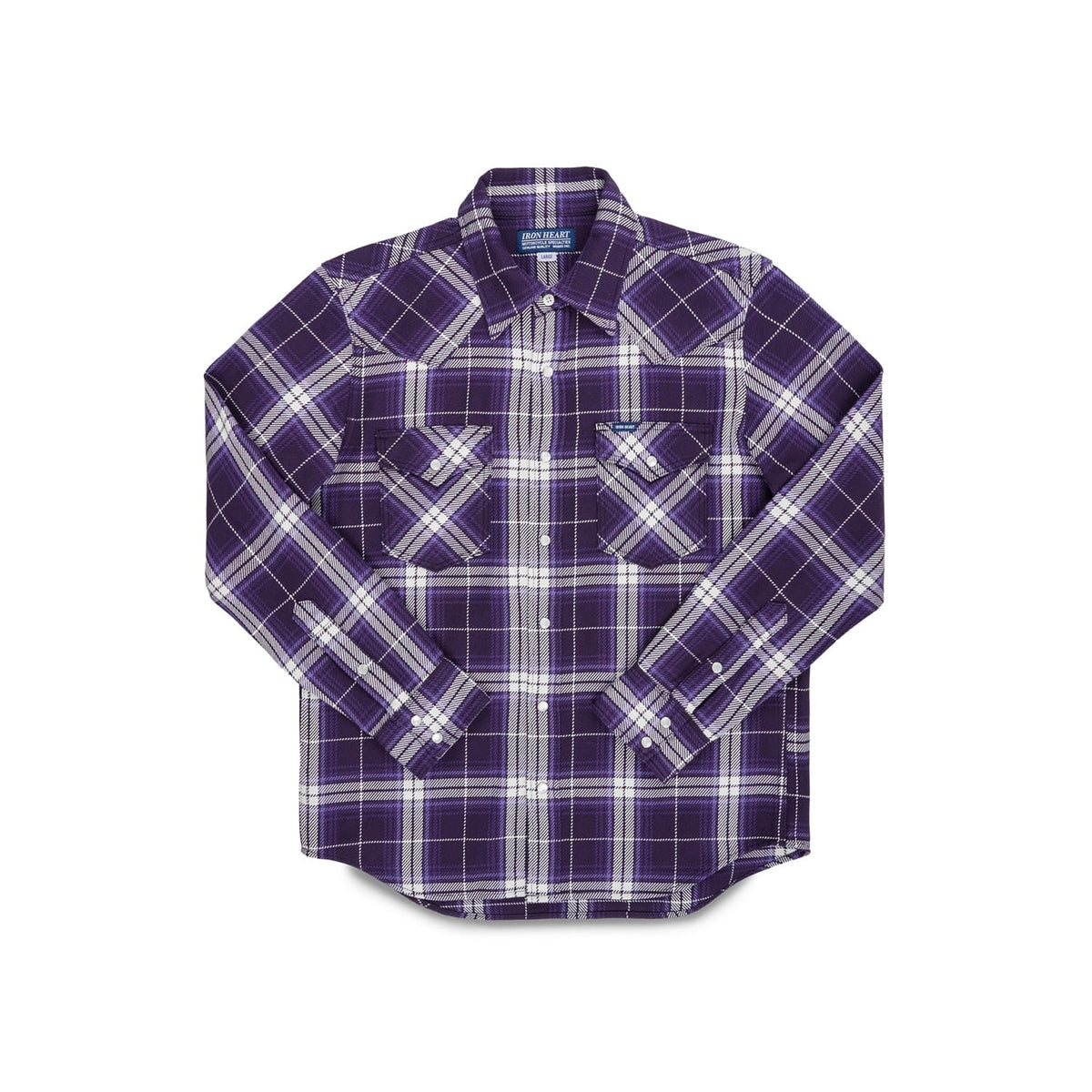 Iron Heart IHSH-429-PUR 9oz Selvedge Flannel Western Shirt Purple