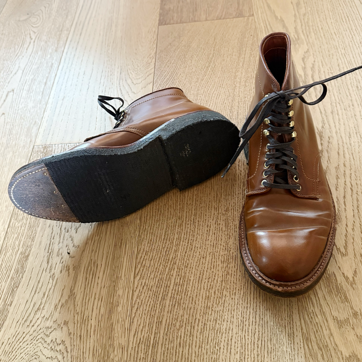 Alden x Snake Oil Provisions Plain Toe Indy Boot Whiskey Shell PRE-OWNED/ FINAL SALE