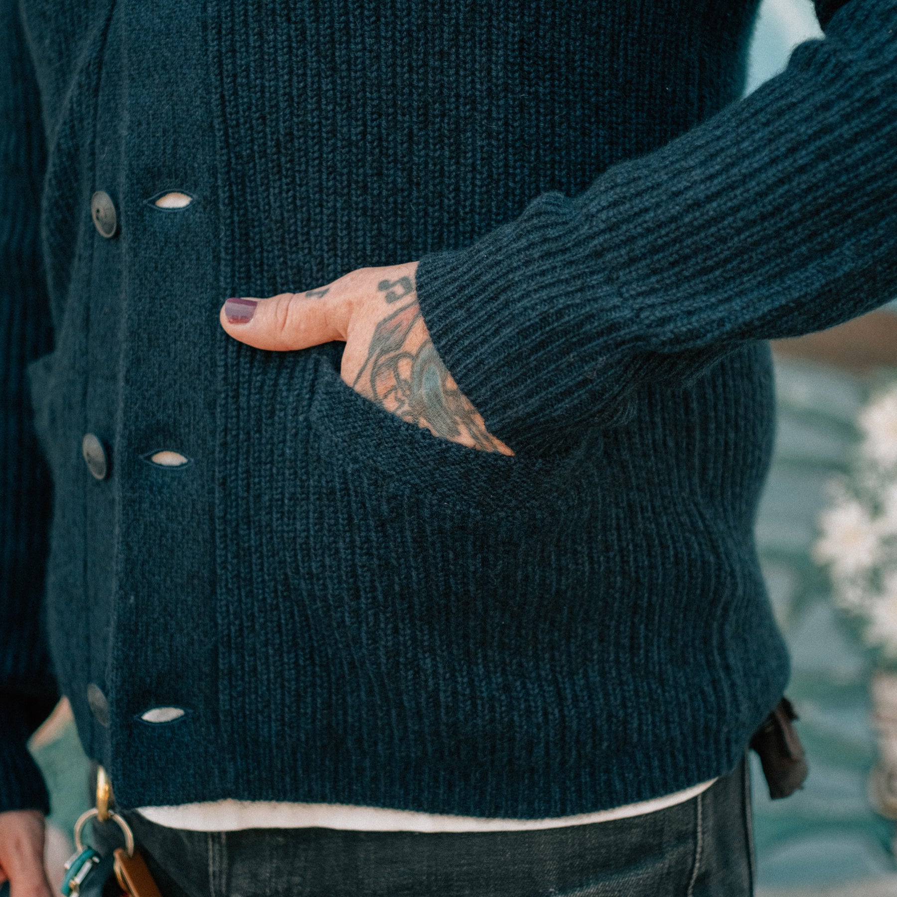 RRL Cashmere Shawl Collar Cardigan Navy Heather