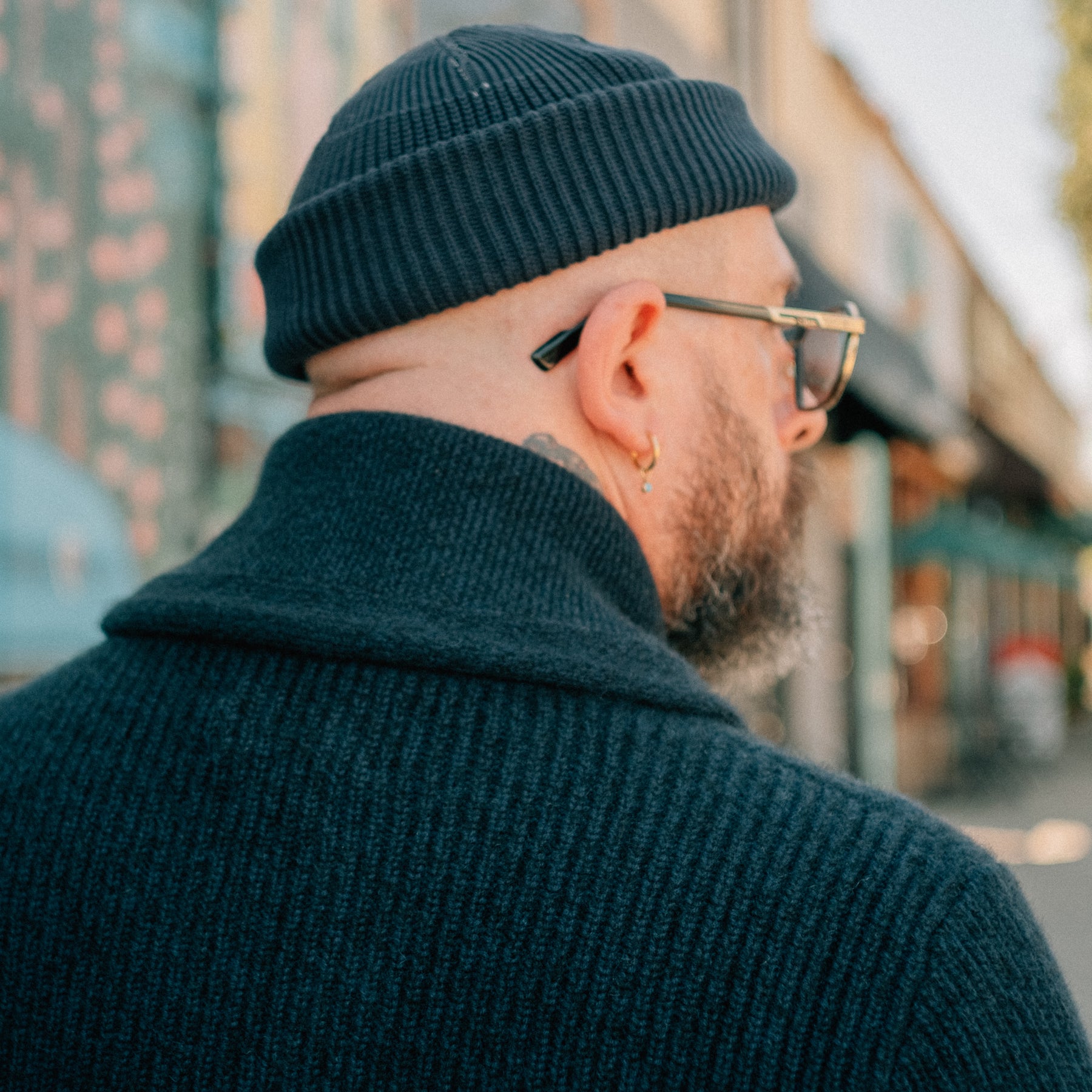 RRL Cashmere Shawl Collar Cardigan Navy Heather
