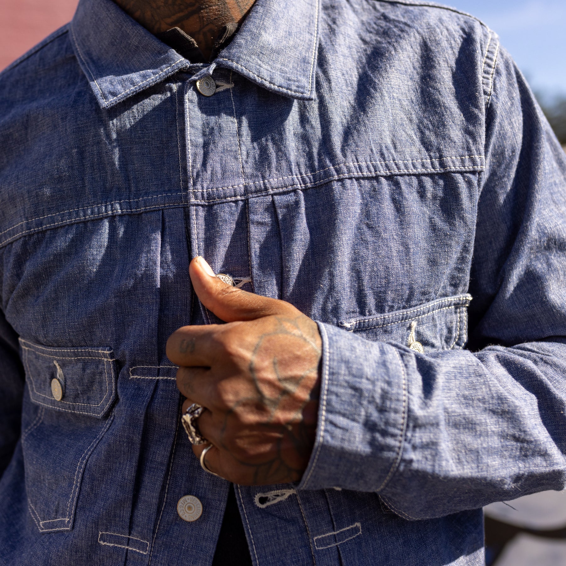 UES 2nd Type Chambray Jacket Light Indigo