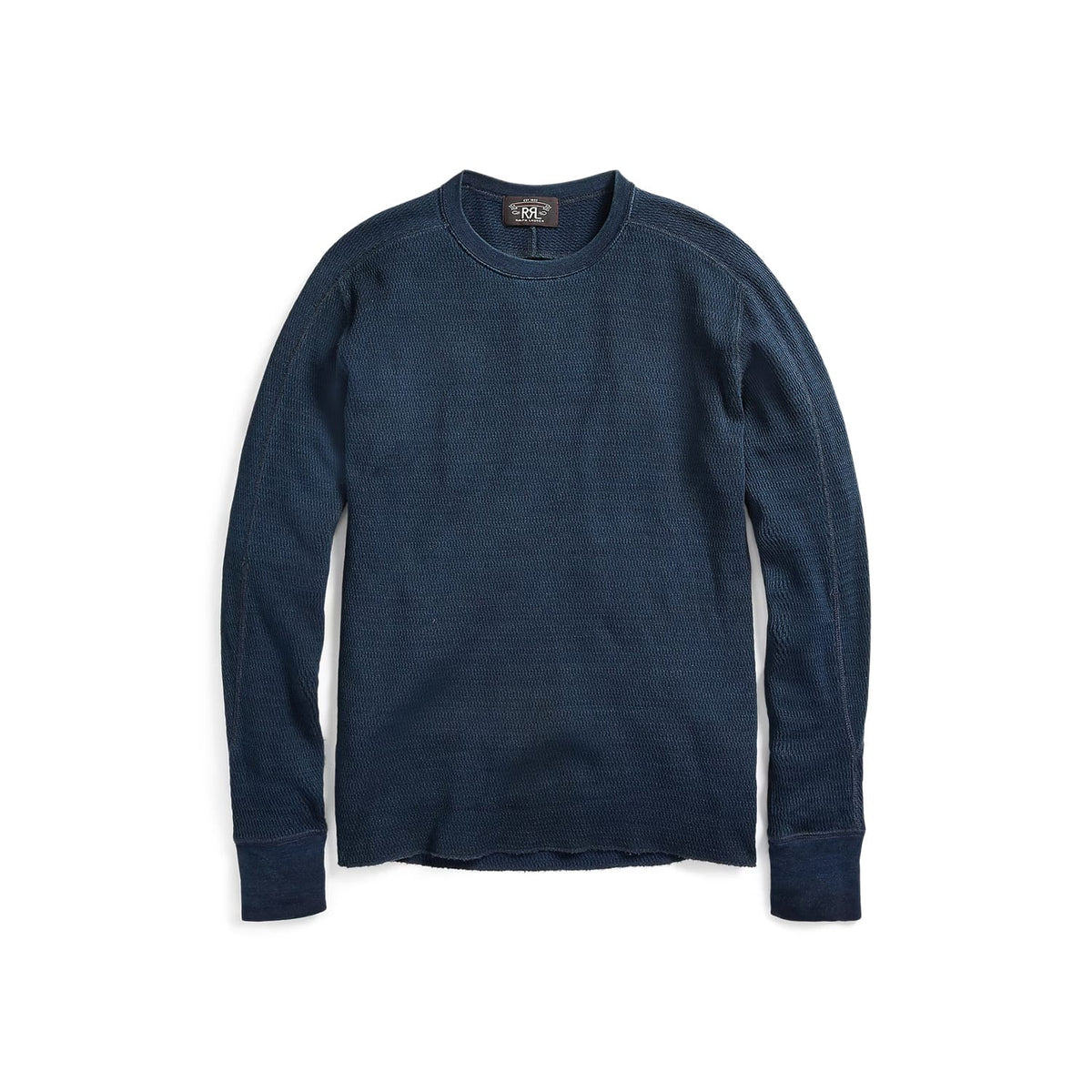 RRL Indigo Jacquard-Knit Crewneck Rinsed Blue Indigo