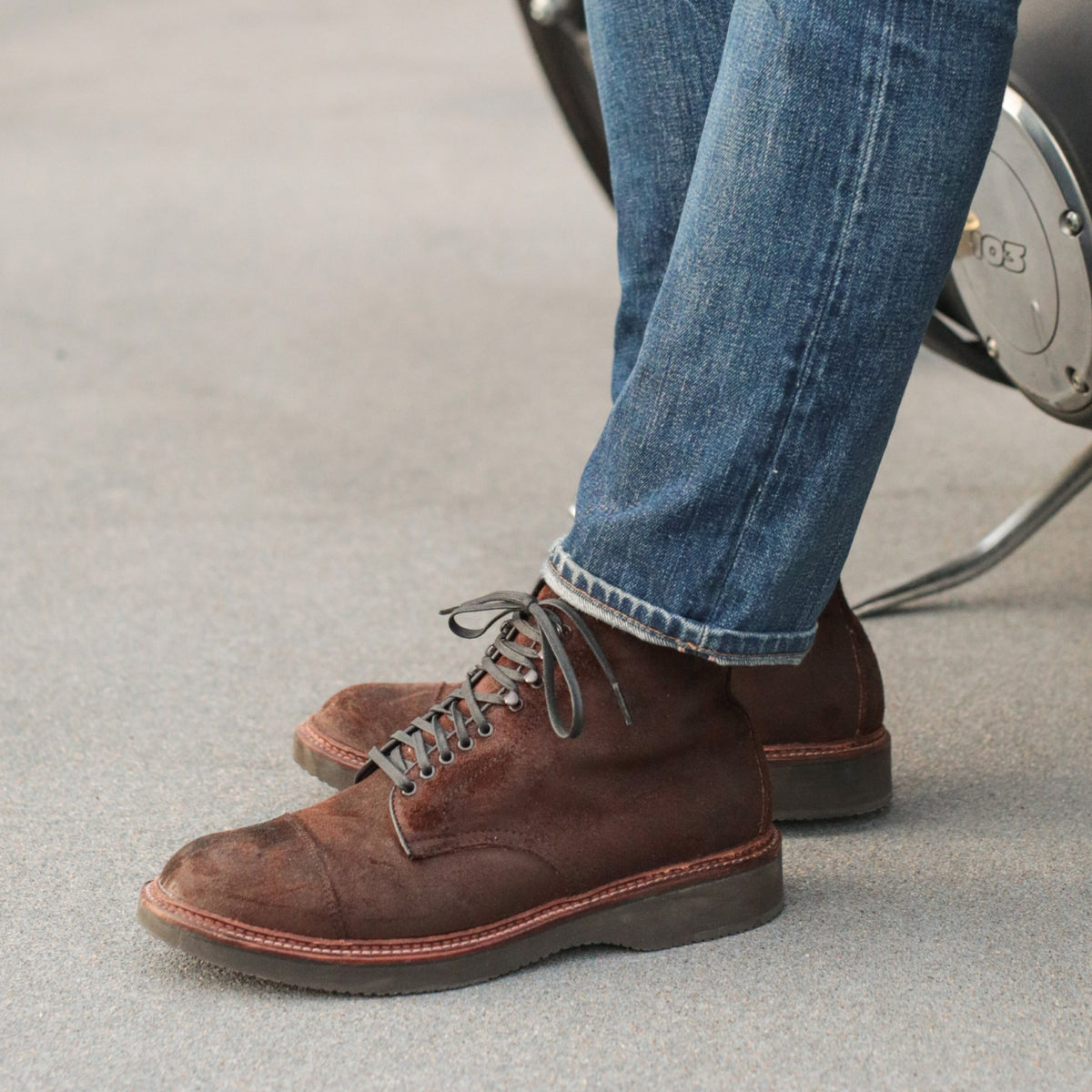 Alden x Snake Oil Provisions Lafayette Boot Reverse Tobacco Chamois