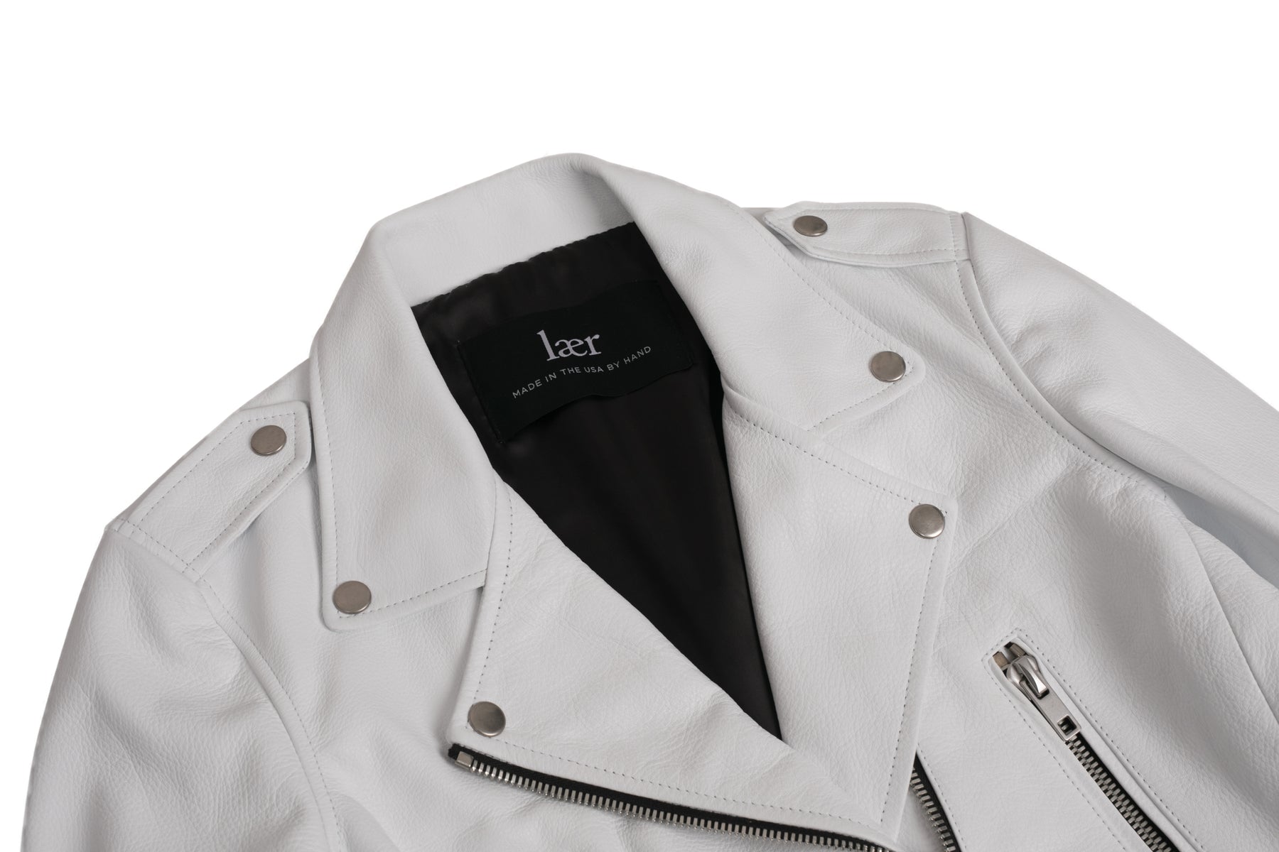Women's Laer Brand New Standard Leather Motorcycle Jacket White FINAL SALE