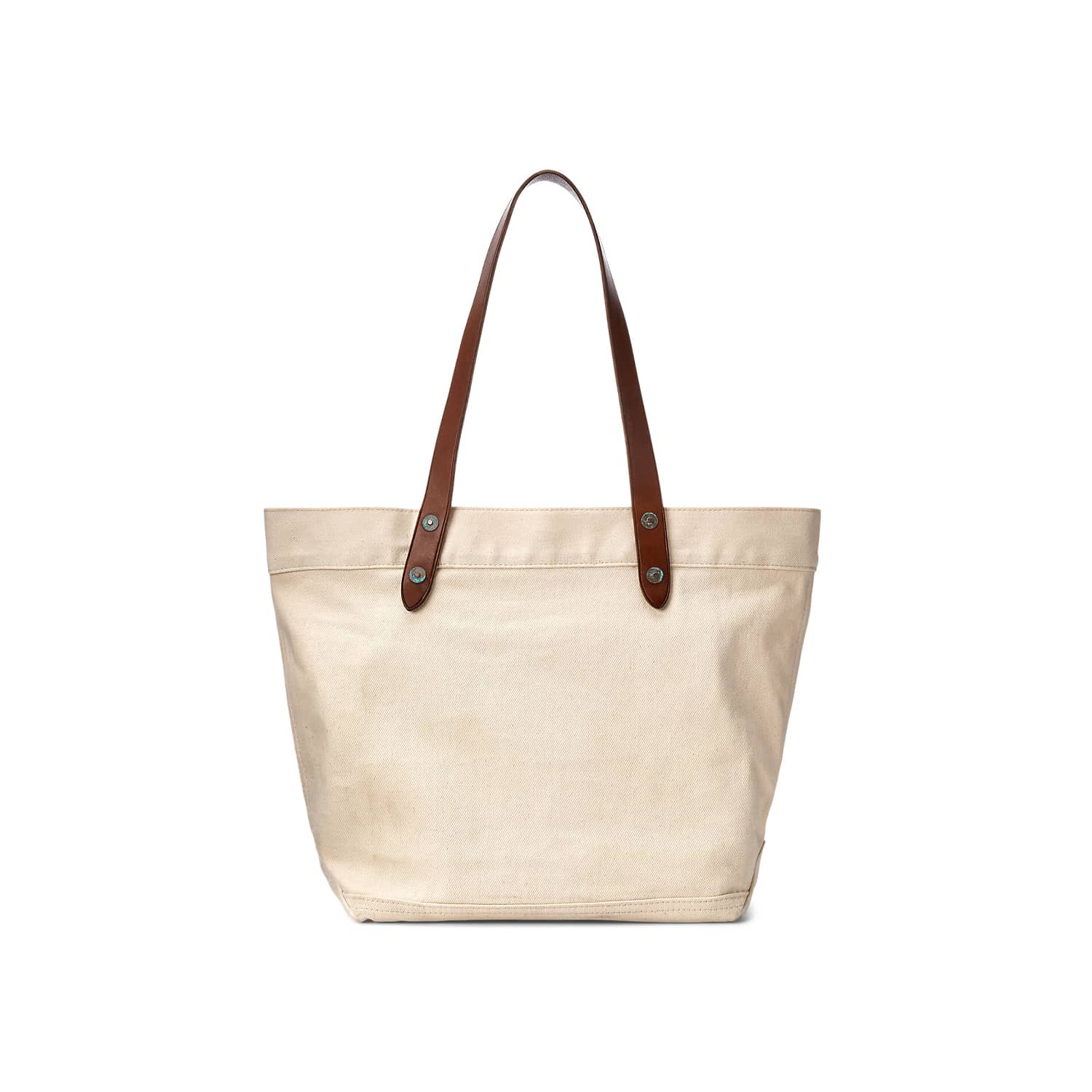 Leather-Trim Twill Tote Greige FINAL SALE