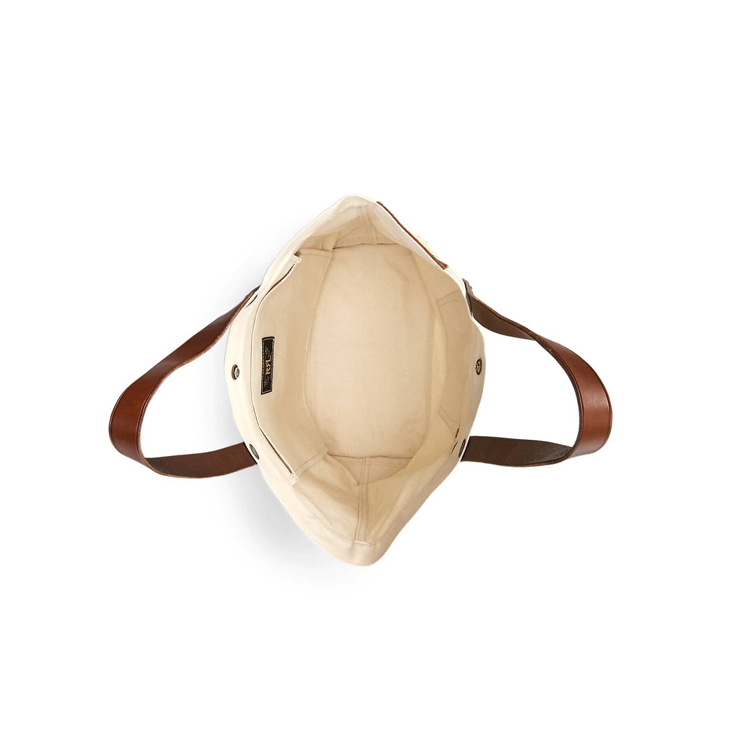 Leather-Trim Twill Tote Greige FINAL SALE