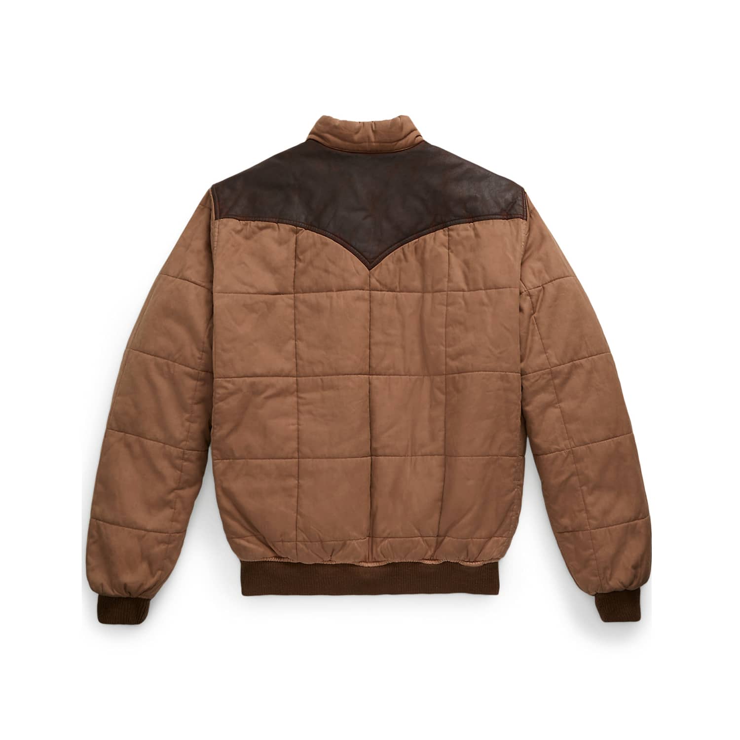RRL Leather-Yoke Quilted Oilcloth Jacket Tan