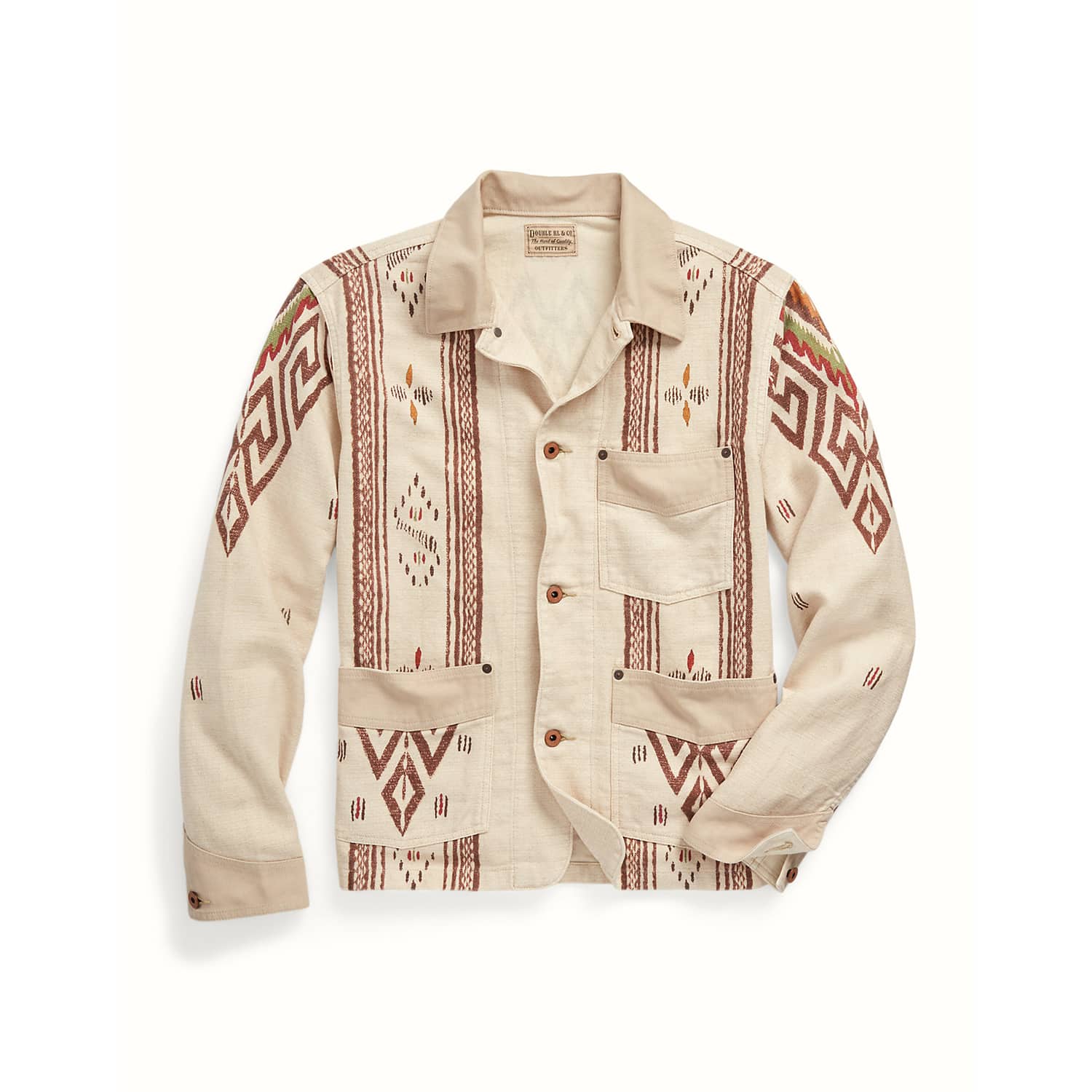 RRL Linen-Cotton Shirt Jacket Stone Multi