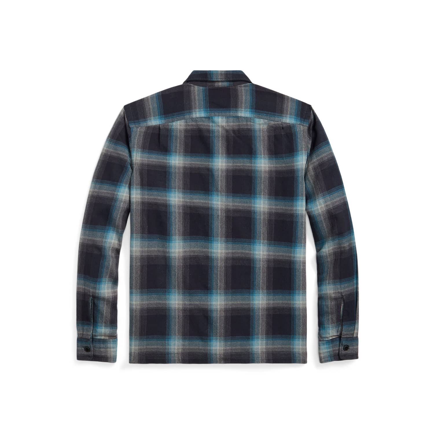 RRL Plaid Jaspé Twill Camp Workshirt Black/ Blue