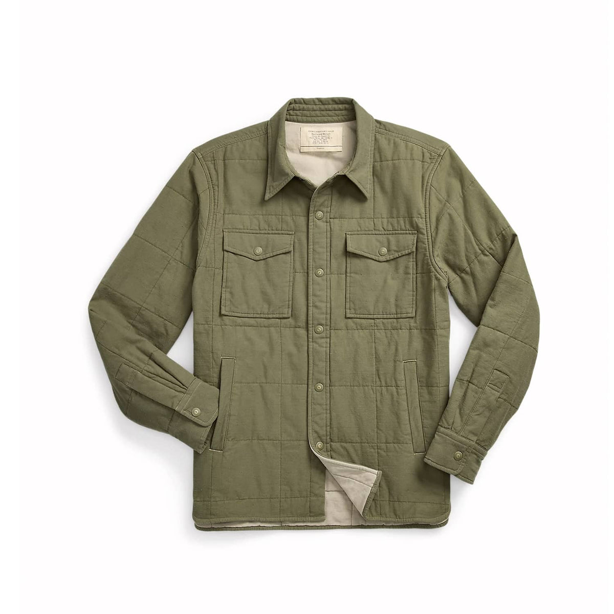 RRL Quilted Twill Shirt Jacket Olive Drab FINAL SALE