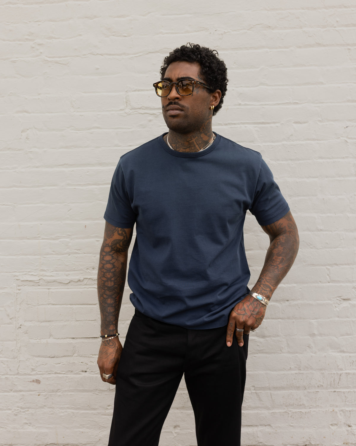 RRL Relaxed Fit Heavyweight Jersey T-Shirt Dark Navy