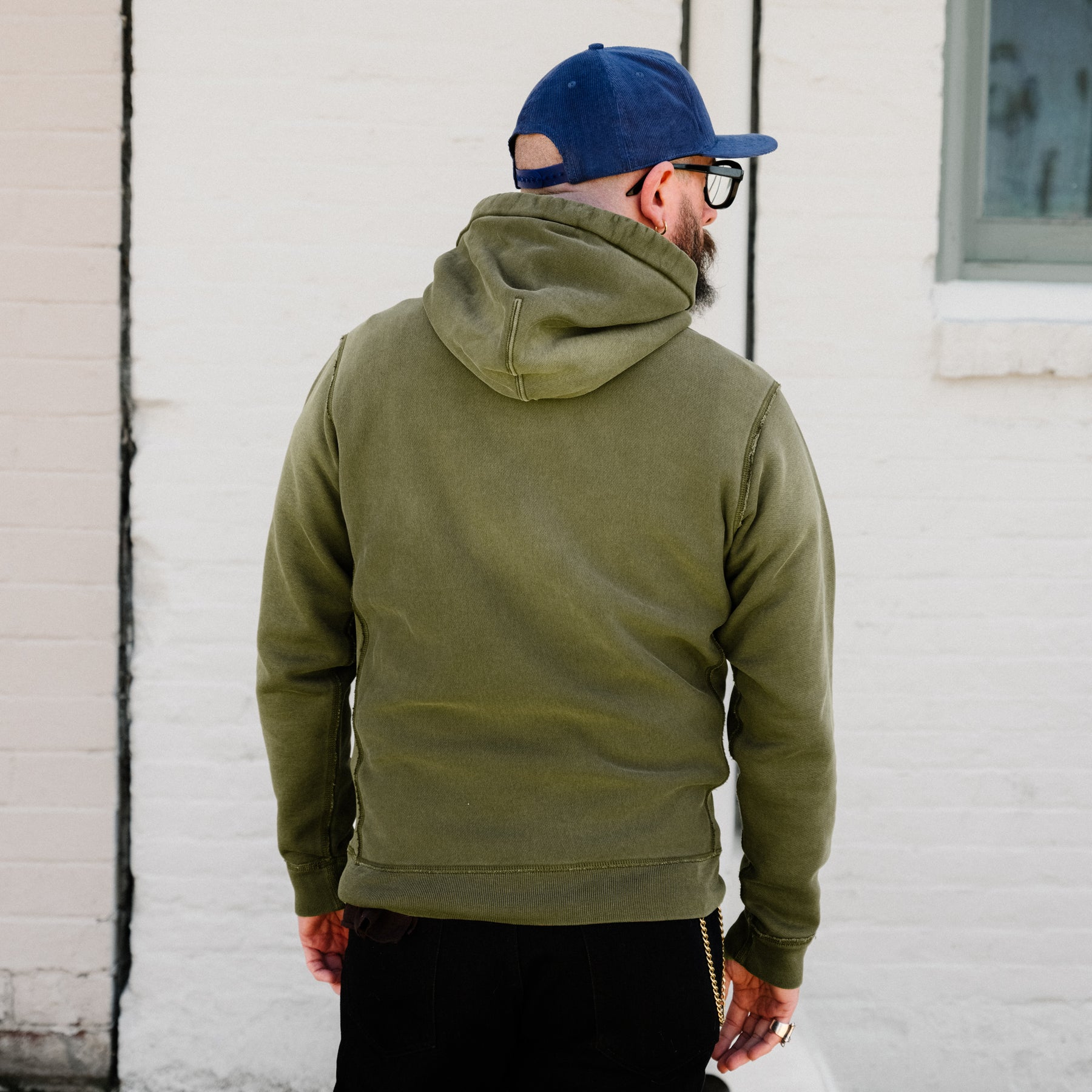 RRL Garment-Dyed Fleece Hoodie Olive