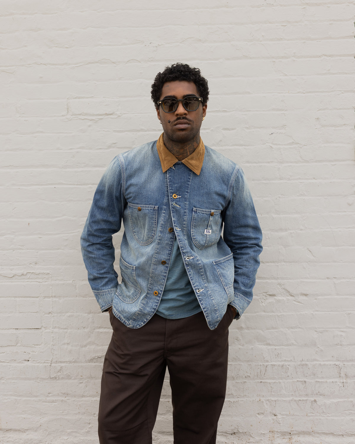 RRL Corduroy-Collar Indigo Denim Jacket Wrightsville Wash