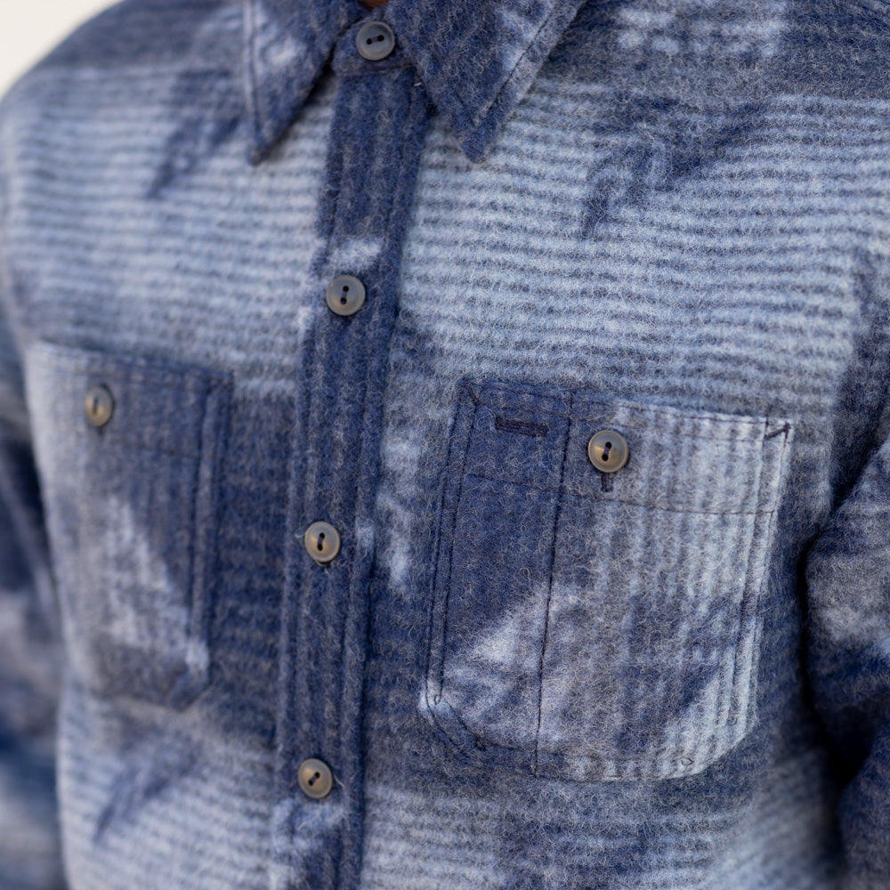 RRL Double-Knit Jacquard Overshirt Navy/ Multi FINAL SALE