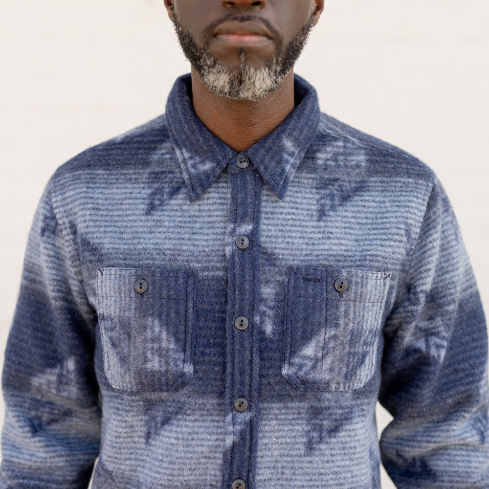 RRL Double-Knit Jacquard Overshirt Navy/ Multi FINAL SALE