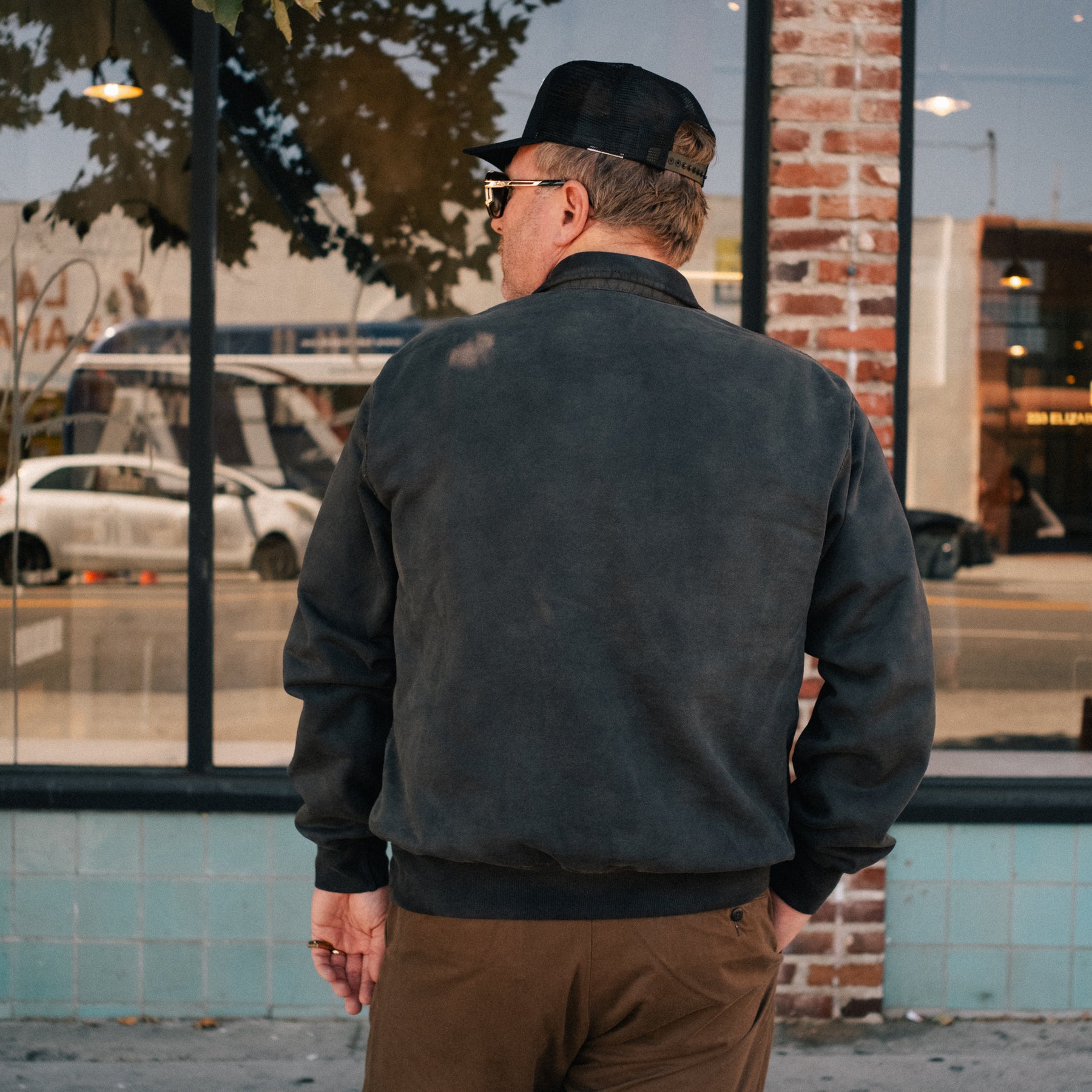 RRL French Terry Quarter-Zip Pullover Faded Black