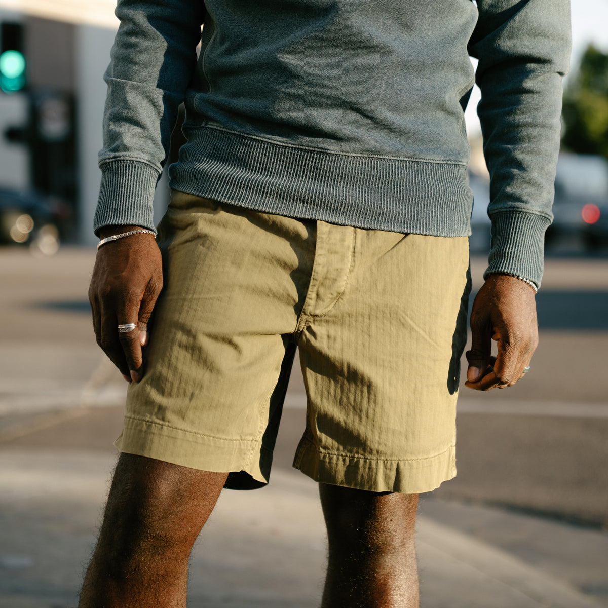 RRL Herringbone Twill Field Short Olive