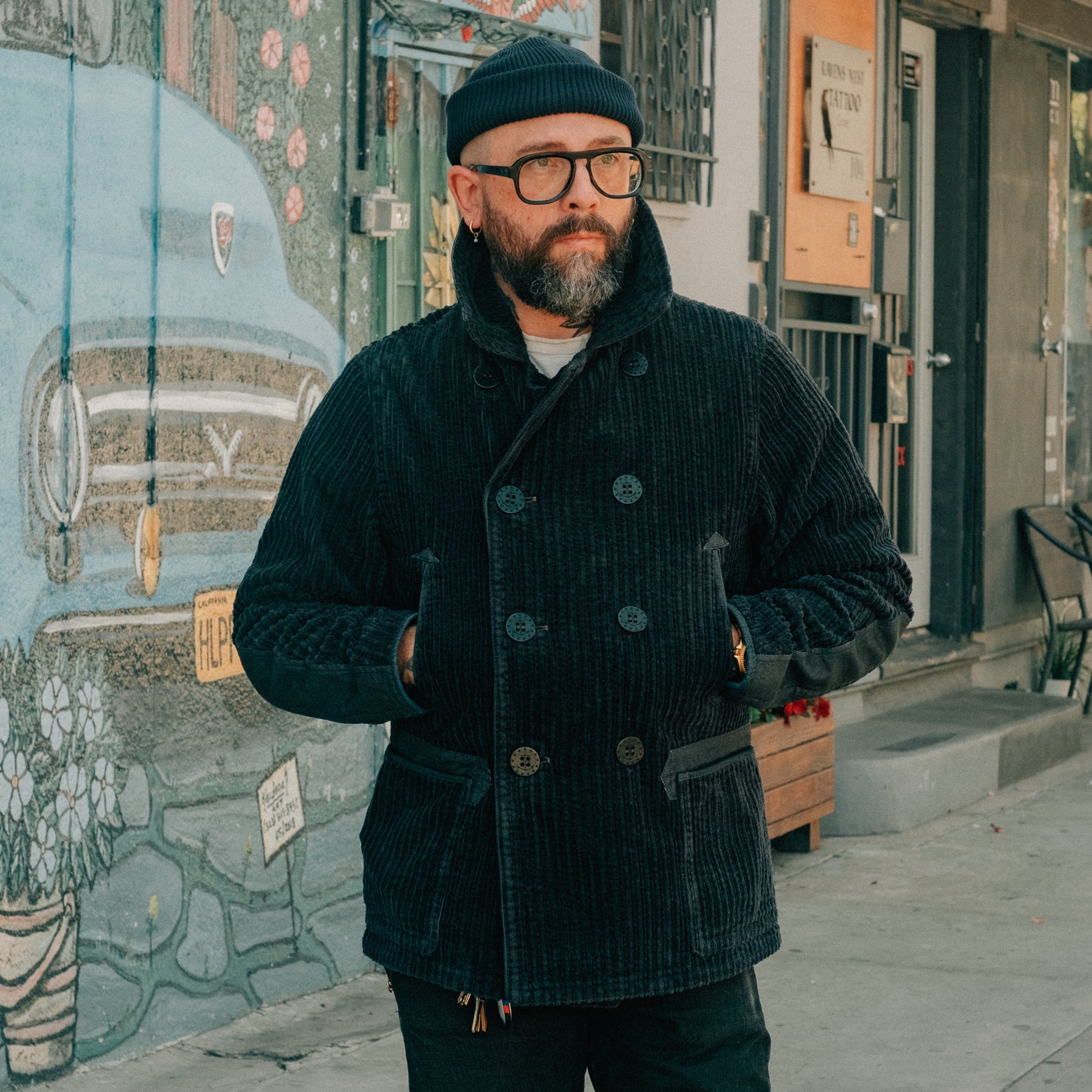 RRL Denim-Trim Corduroy Peacoat Vintage Navy