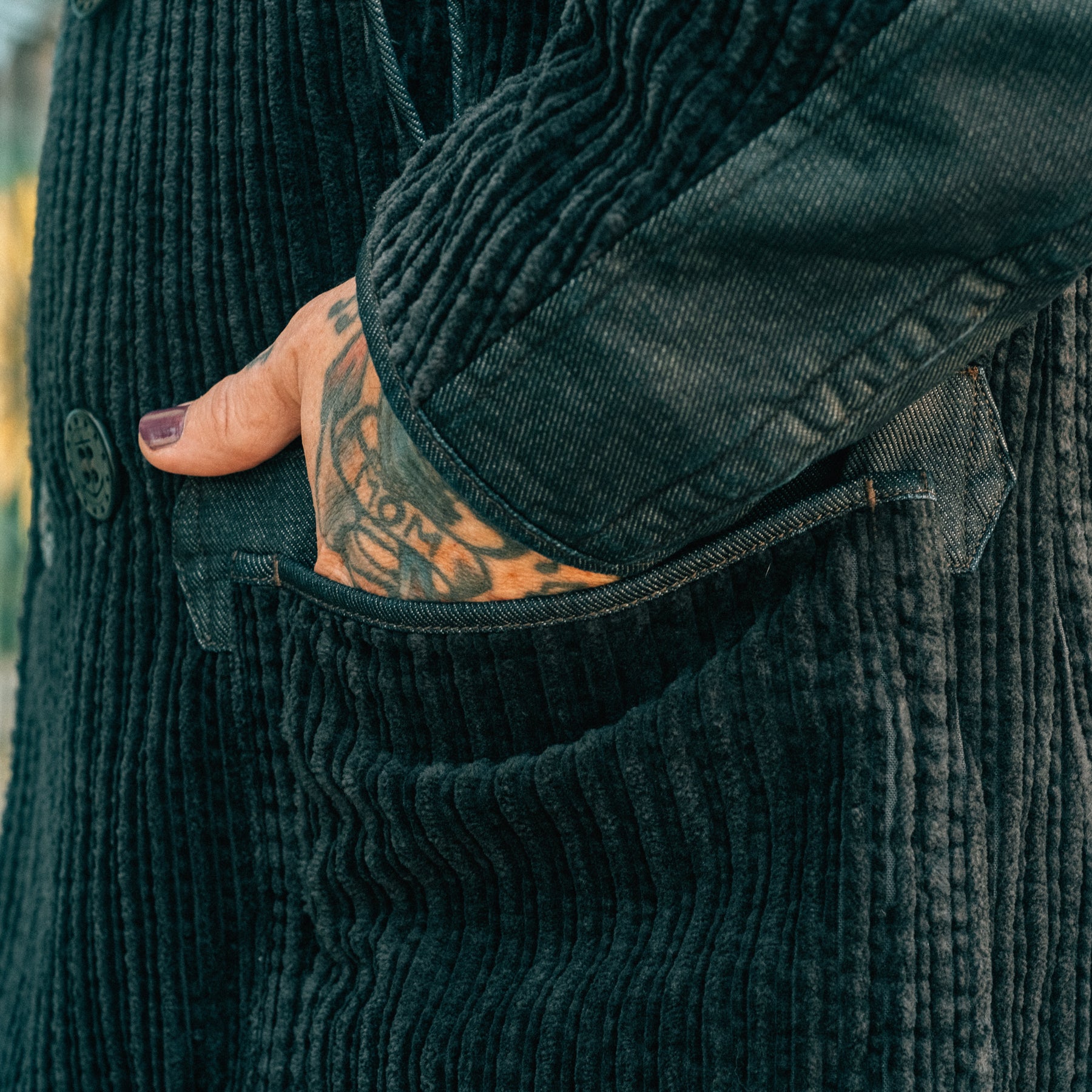 RRL Denim-Trim Corduroy Peacoat Vintage Navy