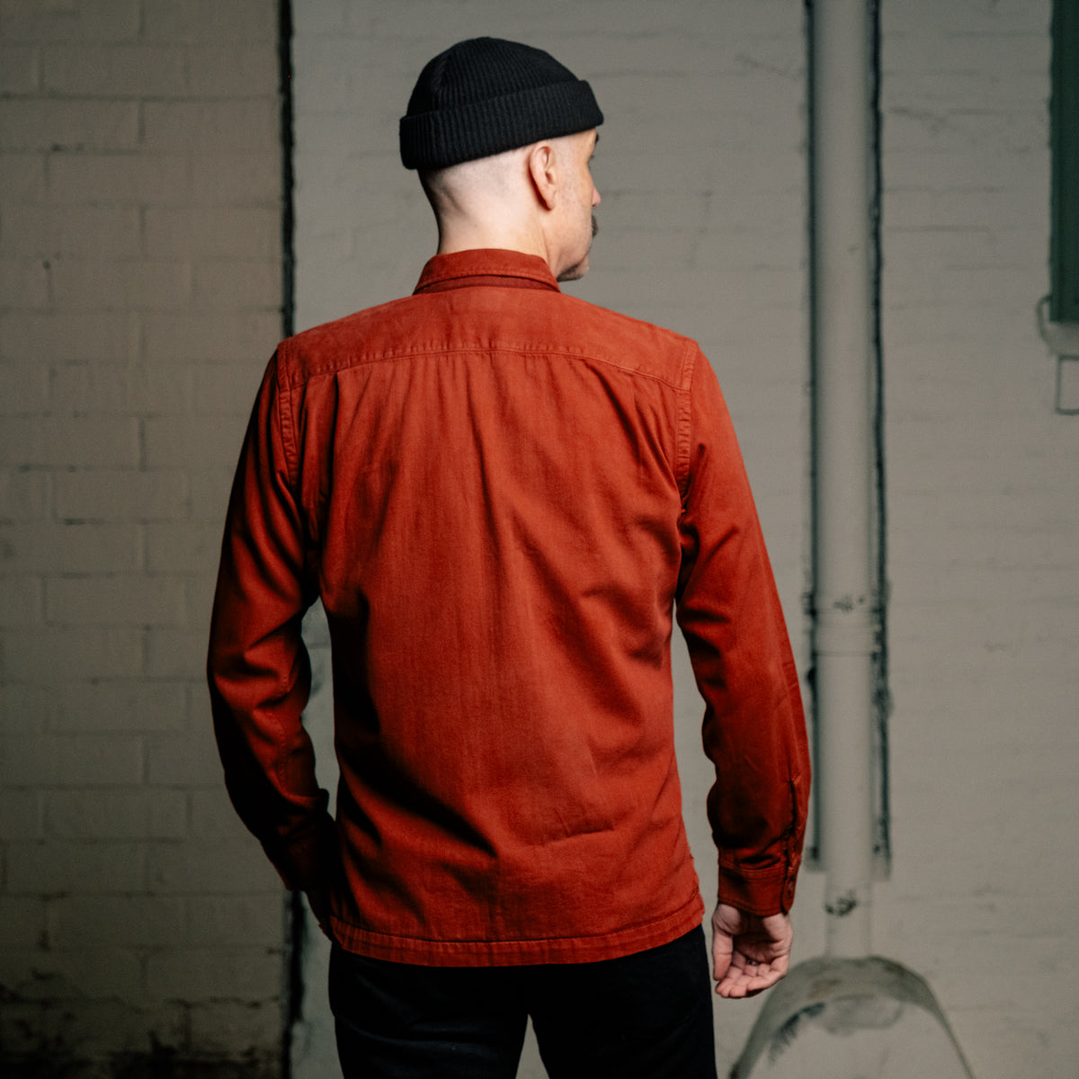 RRL Long-Sleeve Cotton Twill Camp Shirt Brick FINAL SALE