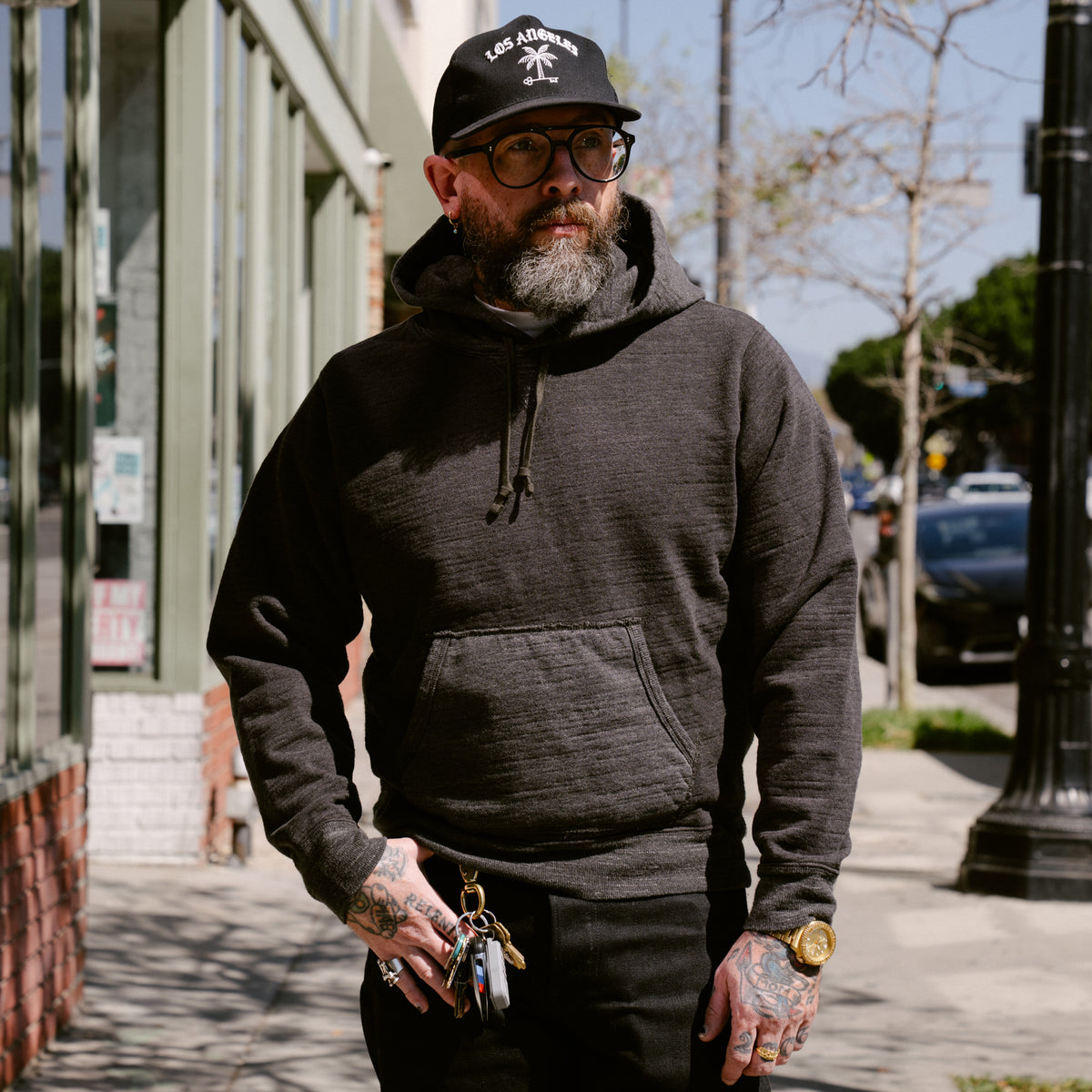 RRL French Terry Hoodie Charcoal Heather/ Multi