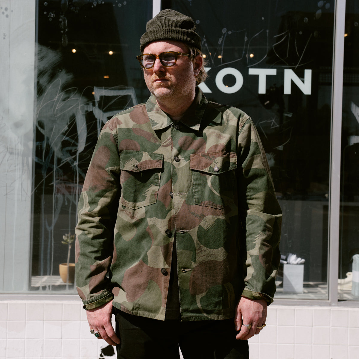 RRL Camo Poplin Overshirt Brush Stroke Camo