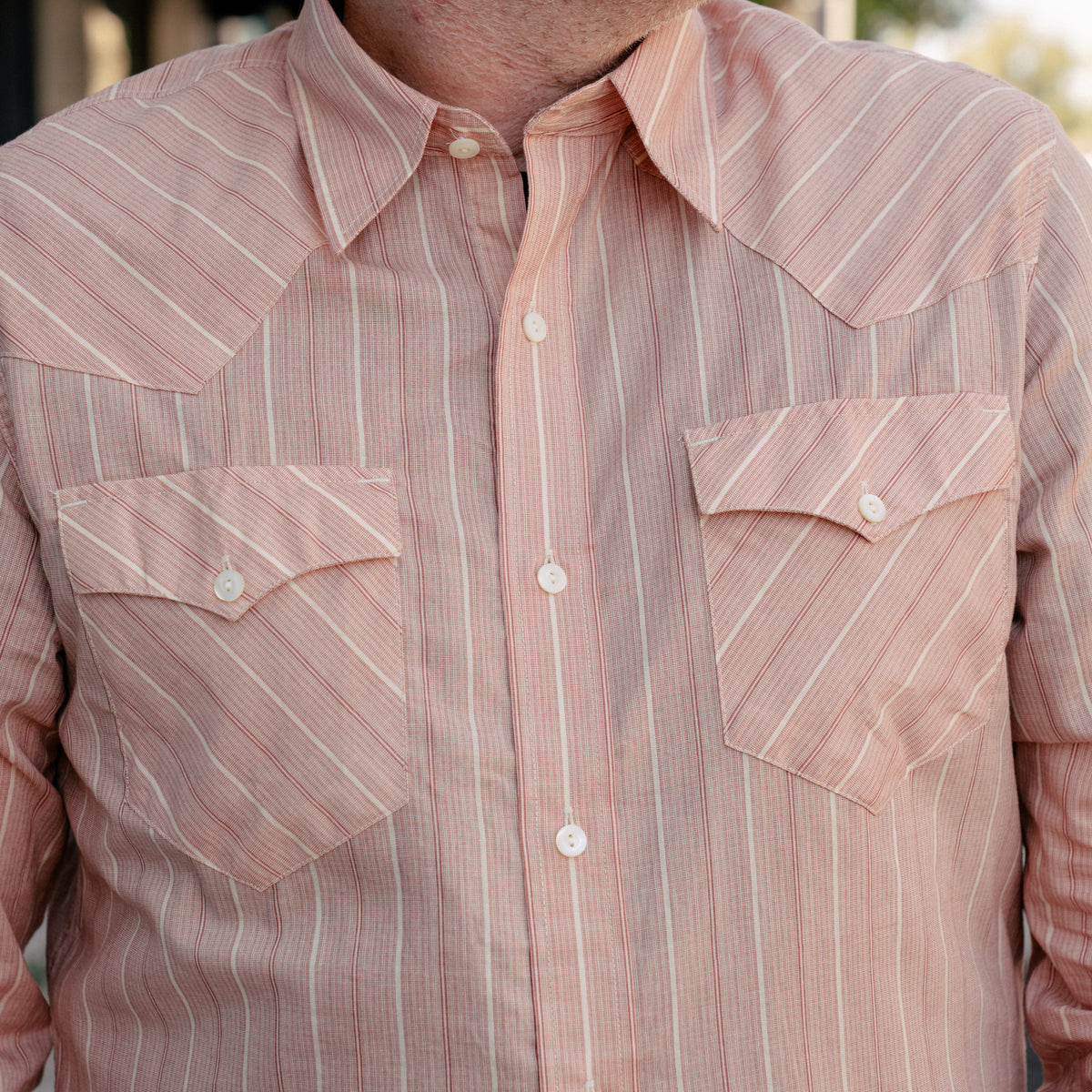 RRL Slim Fit Stripe-Print Western Shirt Red Multi Stripe