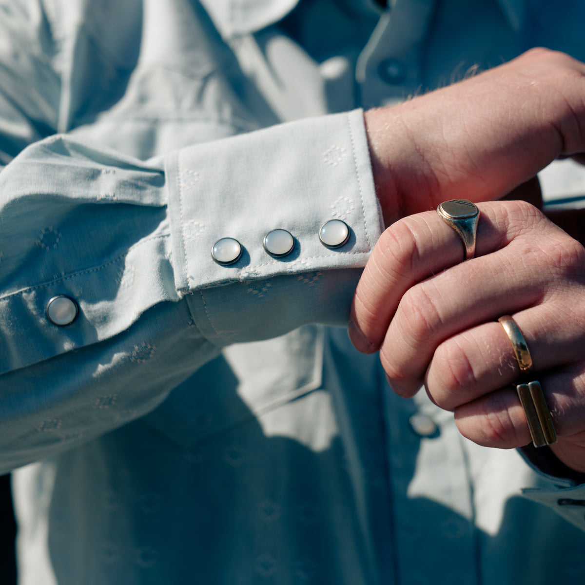 RRL Slim Fit Dobby Western Shirt Blue Multi