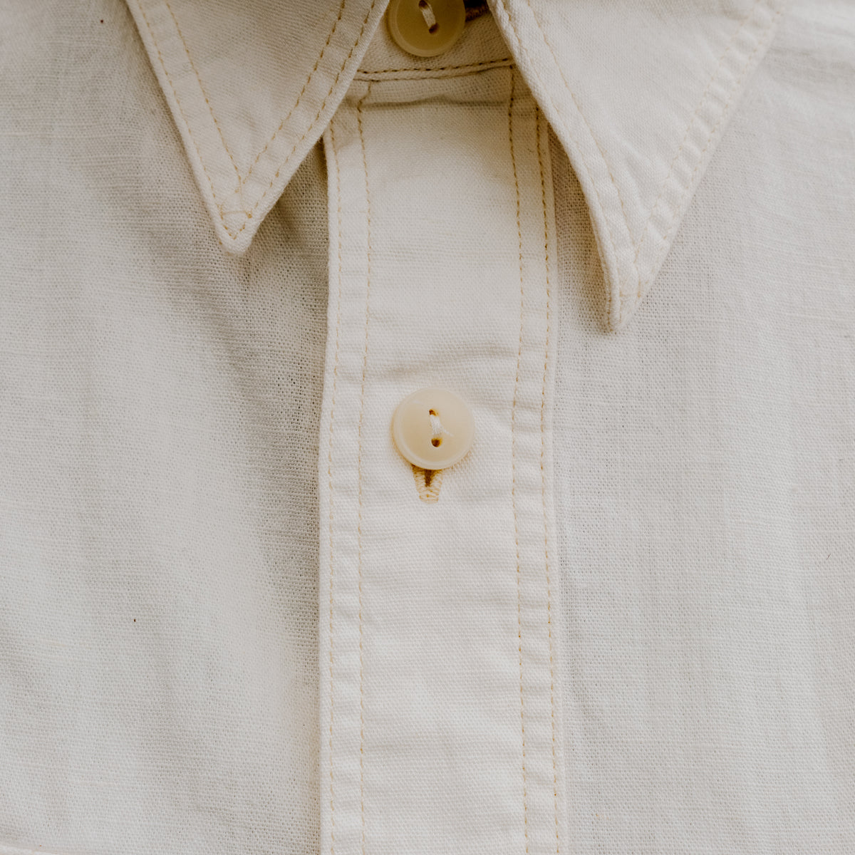 RRL Selvedge Detailed Woven Workshirt Natural/ Off White