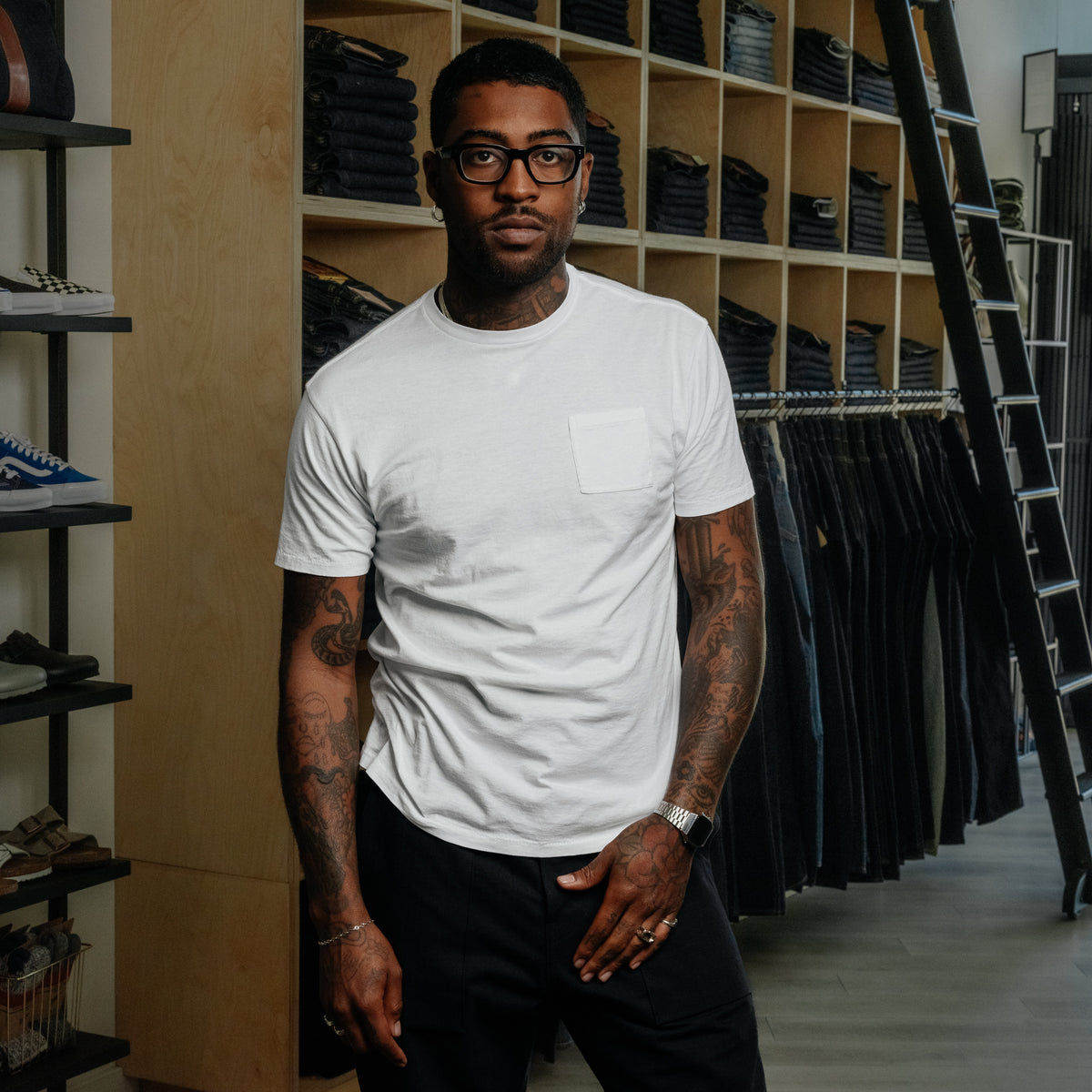 RRL Cotton Jersey Pocket T-Shirt White