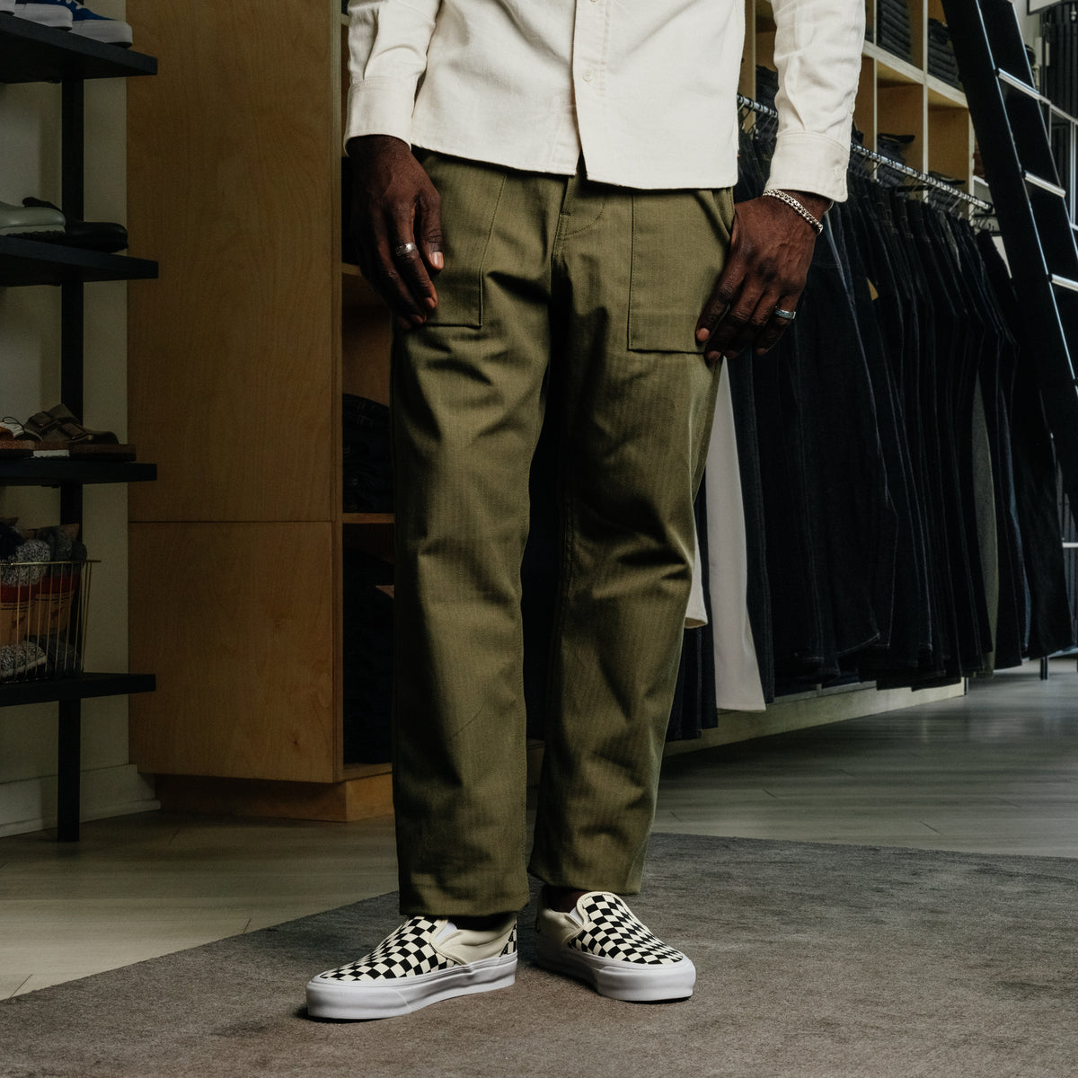 Rogue Territory Fatigue Pants Olive Herringbone FINAL SALE