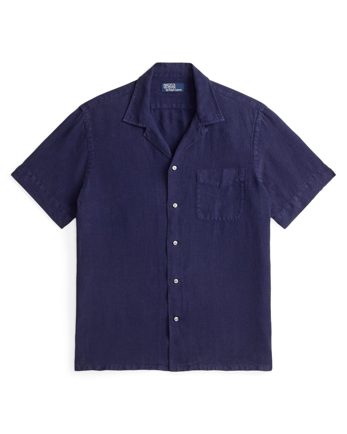Polo Ralph Lauren Classic Fit Slub Linen Camp Shirt Newport Navy