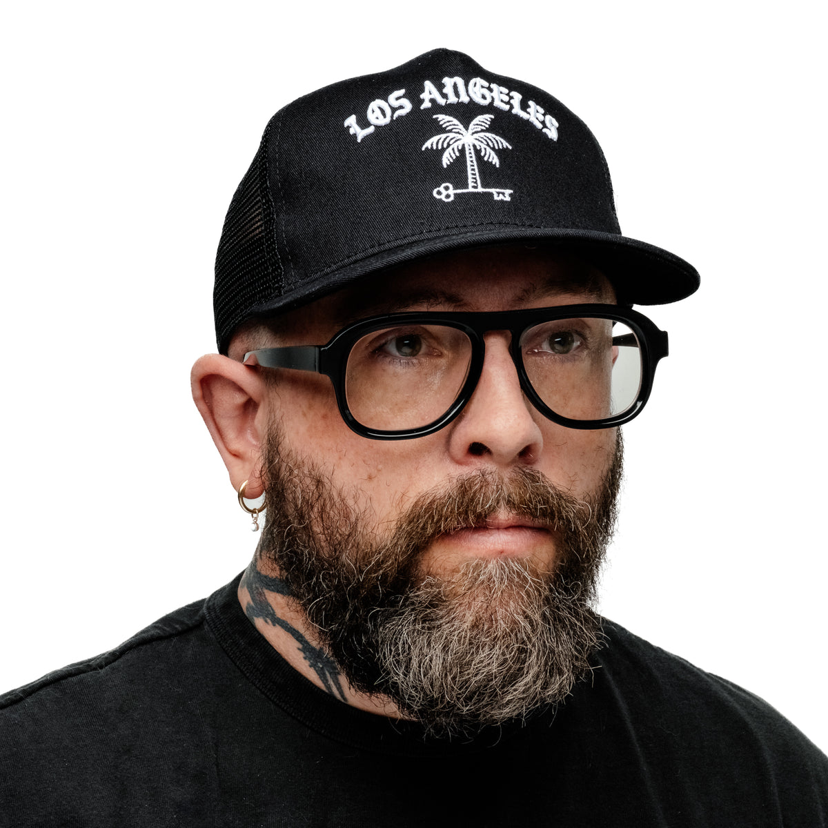 Snake Oil Provisions Los Angeles Palm Key Trucker Hat Black