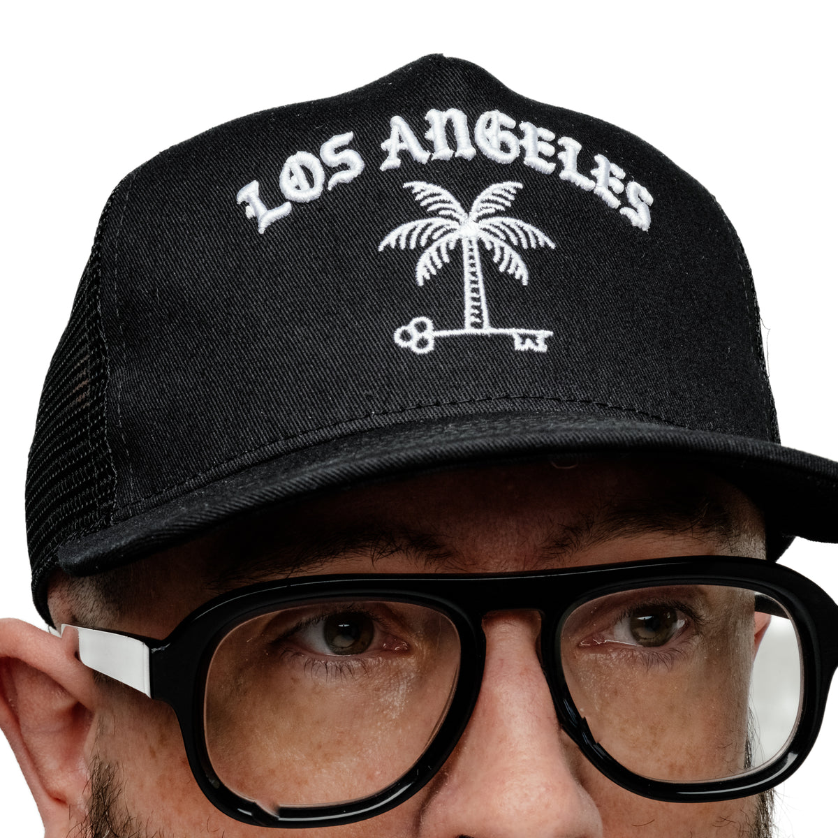 Snake Oil Provisions Los Angeles Palm Key Trucker Hat Black
