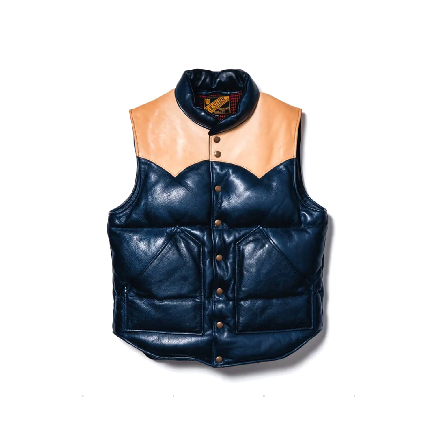 Y'2 Leather SV-01 Steer Oil & Horsehide Down Vest Blue x Saddle