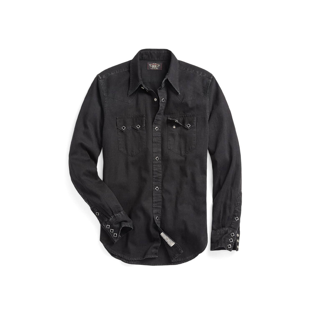 RRL Slim Fit Denim Western Shirt Black