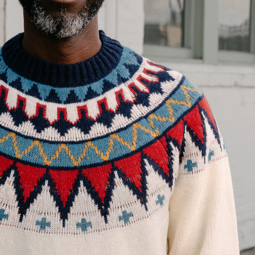 Stevenson Overall Co. Geometric Alpine Sweater Off White FINAL SALE