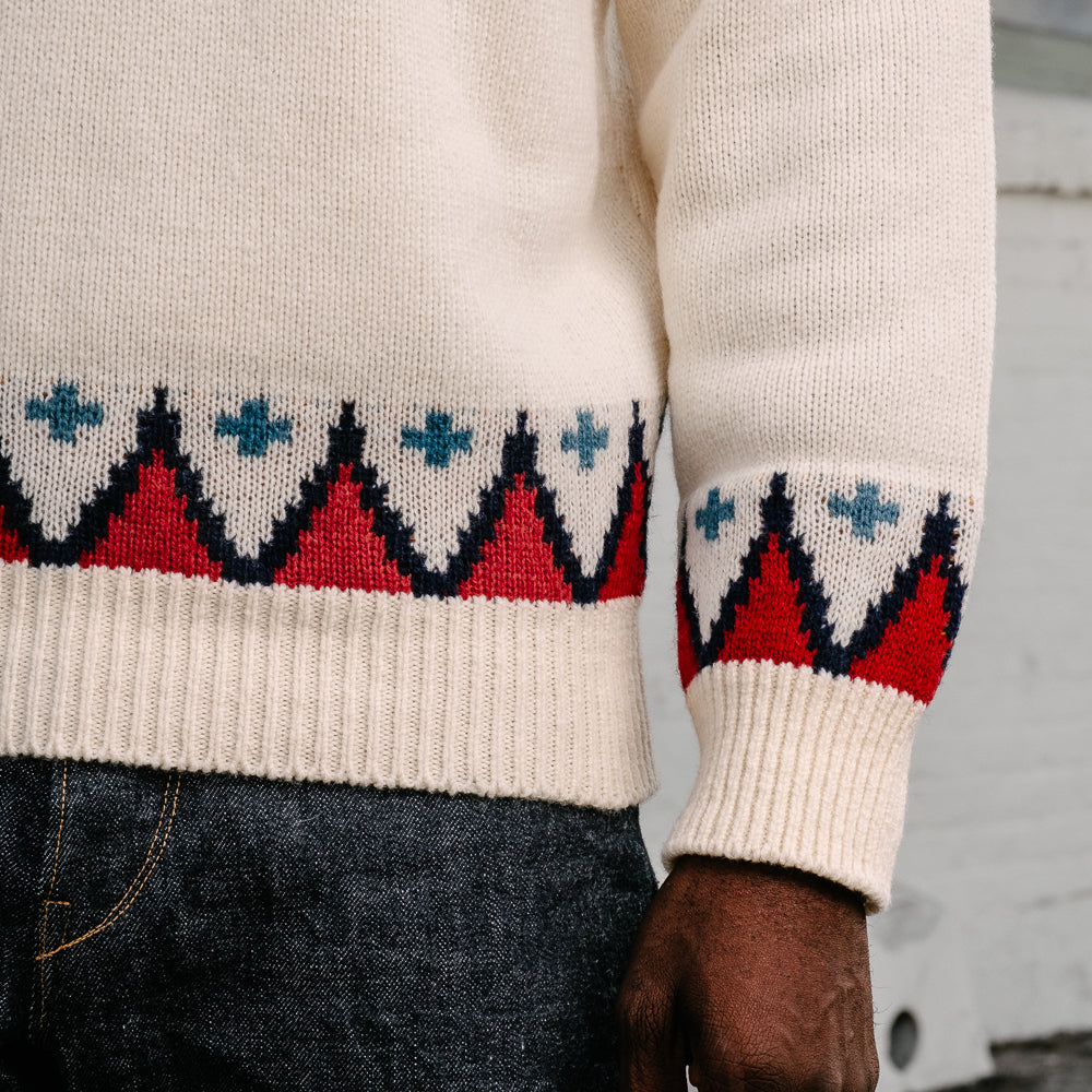 Stevenson Overall Co. Geometric Alpine Sweater Off White FINAL SALE