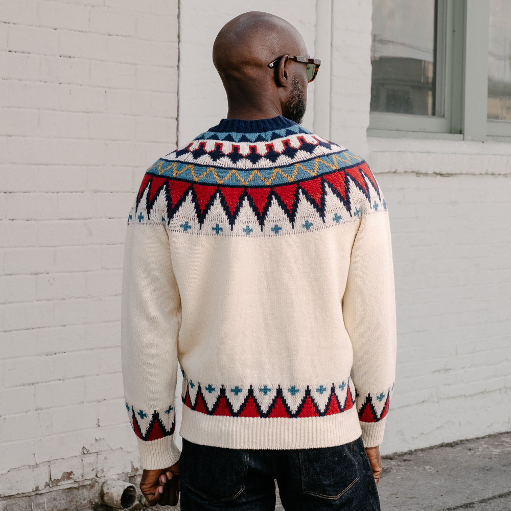 Stevenson Overall Co. Geometric Alpine Sweater Off White FINAL SALE