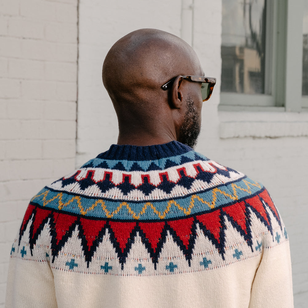 Stevenson Overall Co. Geometric Alpine Sweater Off White FINAL SALE