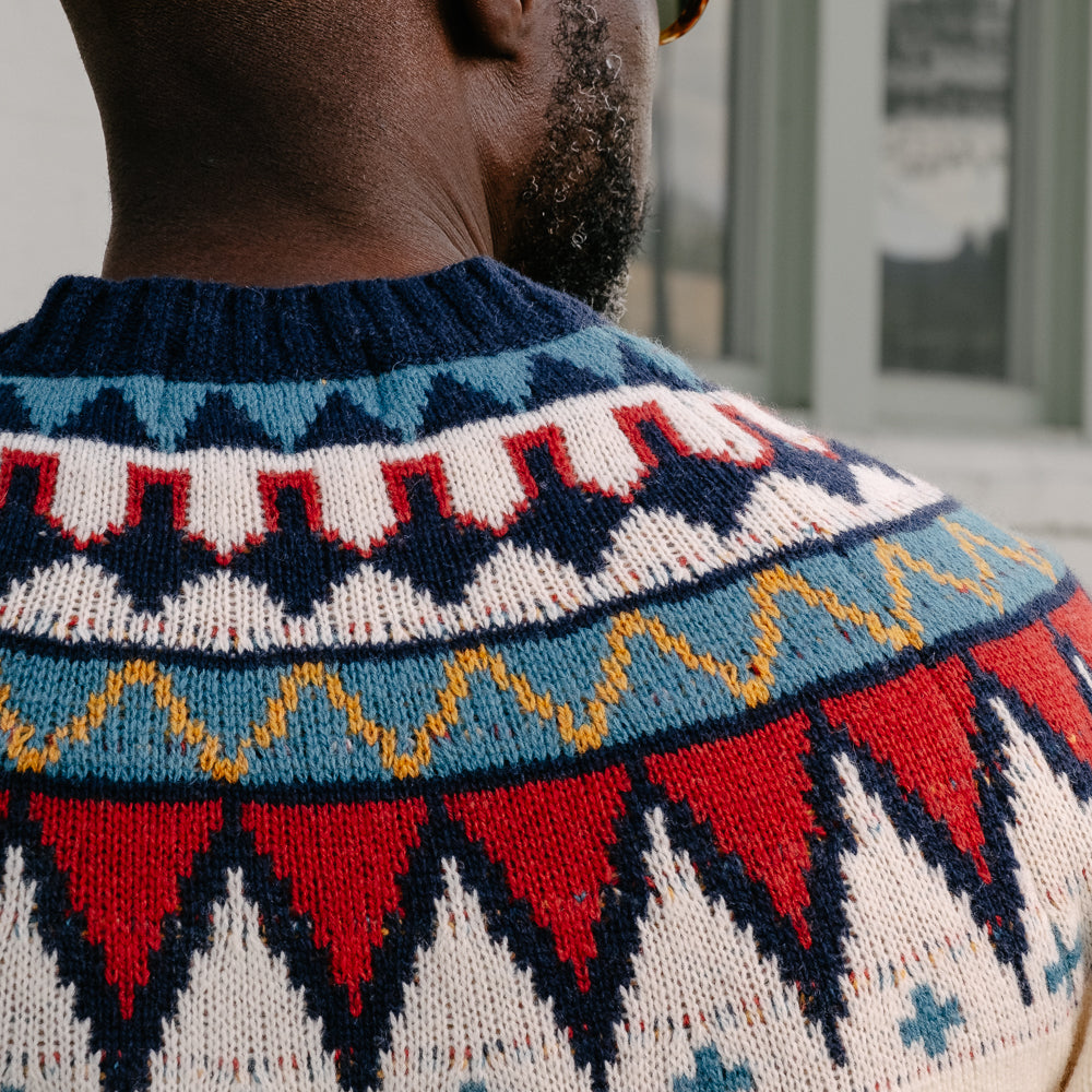 Stevenson Overall Co. Geometric Alpine Sweater Off White FINAL SALE