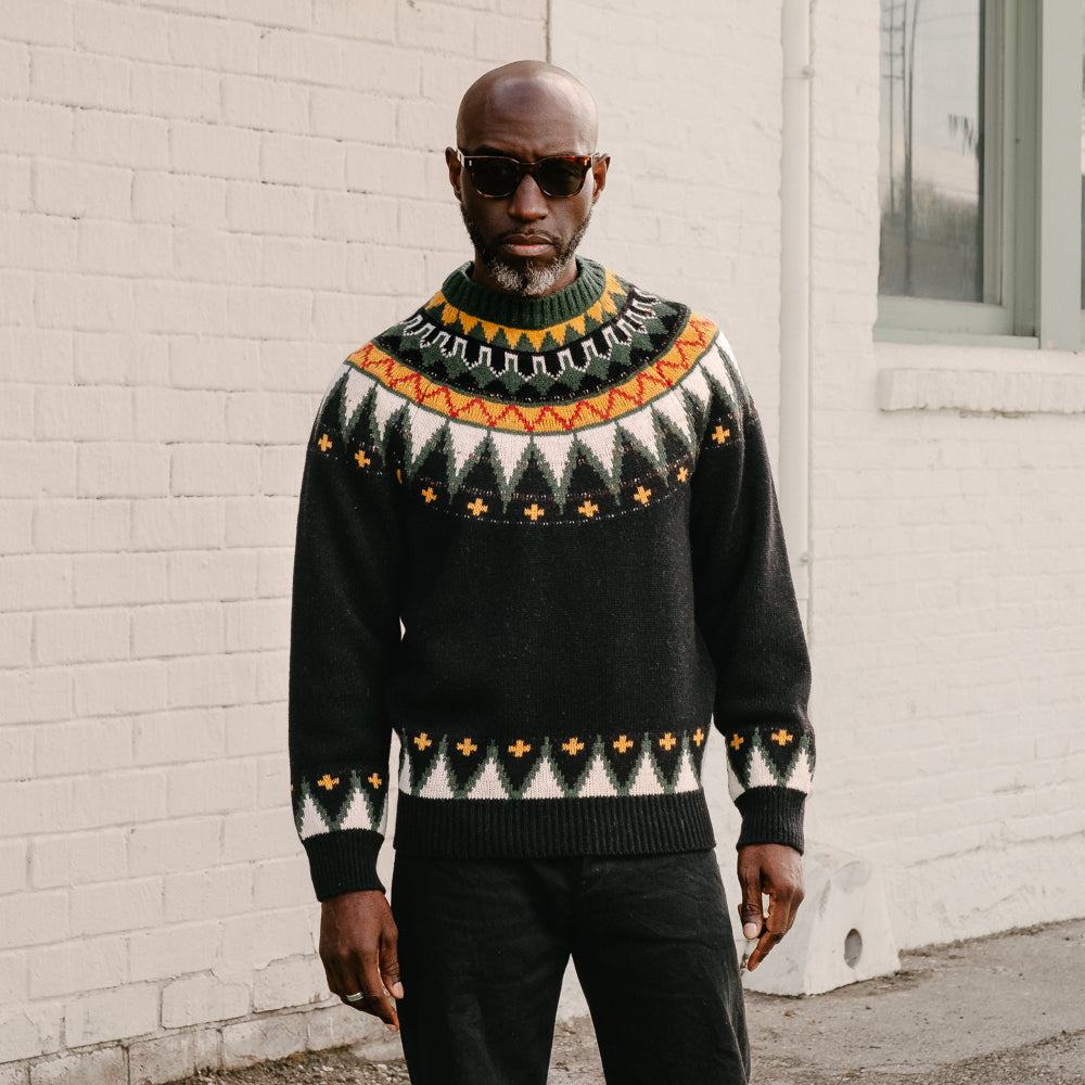 Stevenson Overall Co. Geometric Alpine Sweater Black FINAL SALE