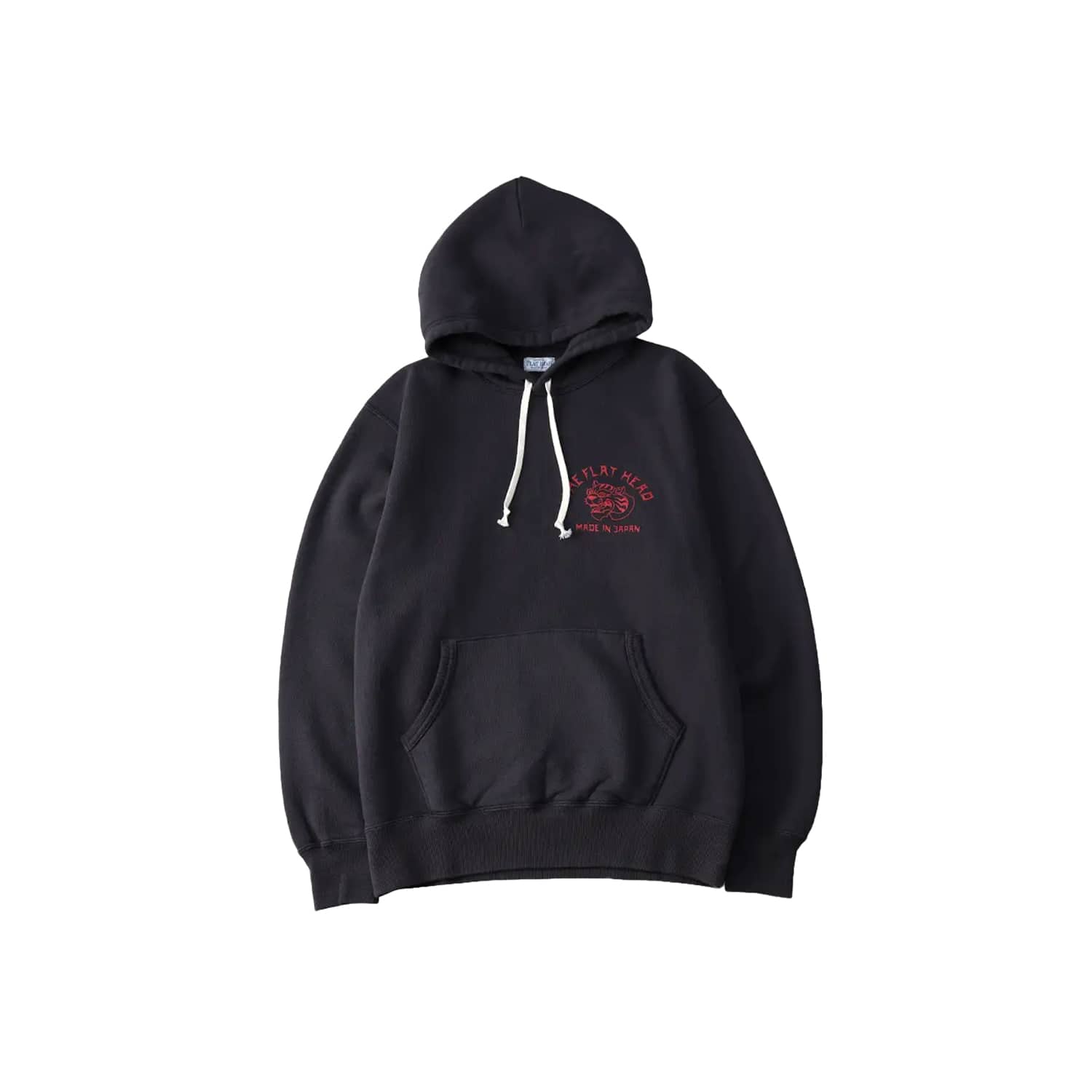 The Flat Head Sweatshirt Hoodie Brushed Lining Made in Japan Light Black Print