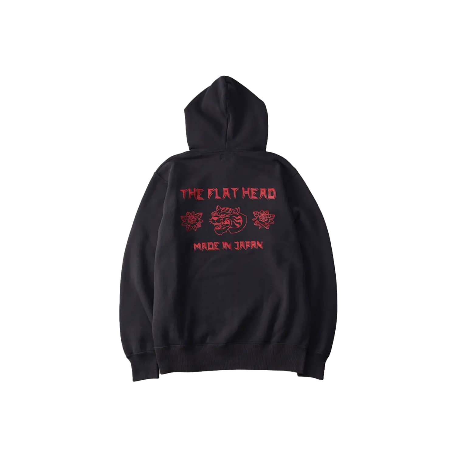 The Flat Head Sweatshirt Hoodie Brushed Lining Made in Japan Light Black Print