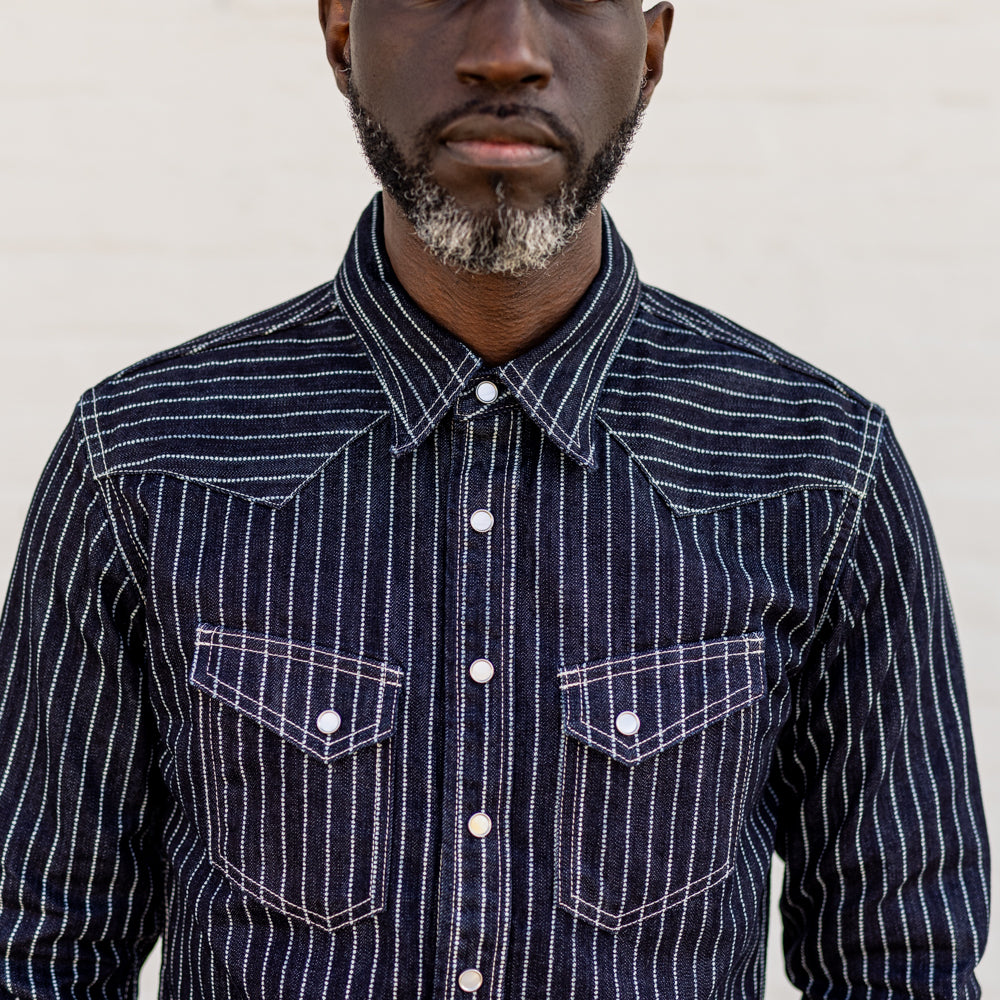 The Flat Head FN-SDW-701L 10oz Wabash Western Shirt Blue