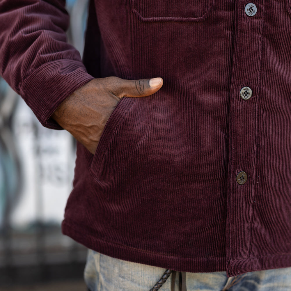 The Flat Head Corduroy Shirt Jacket Wine FINAL SALE