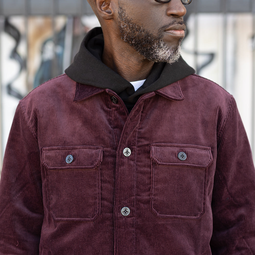 The Flat Head Corduroy Shirt Jacket Wine FINAL SALE