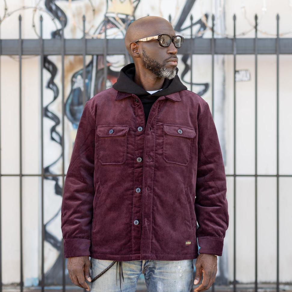 【着後レビューで 送料無料】 The Flat Head Corduroy Shirt Jacket Wine FINAL SALE ジャケット・アウター